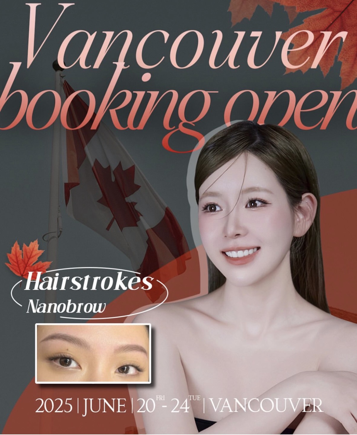 Korean brow artist PMU pop-up Vancouver Canada - hair stroke technique